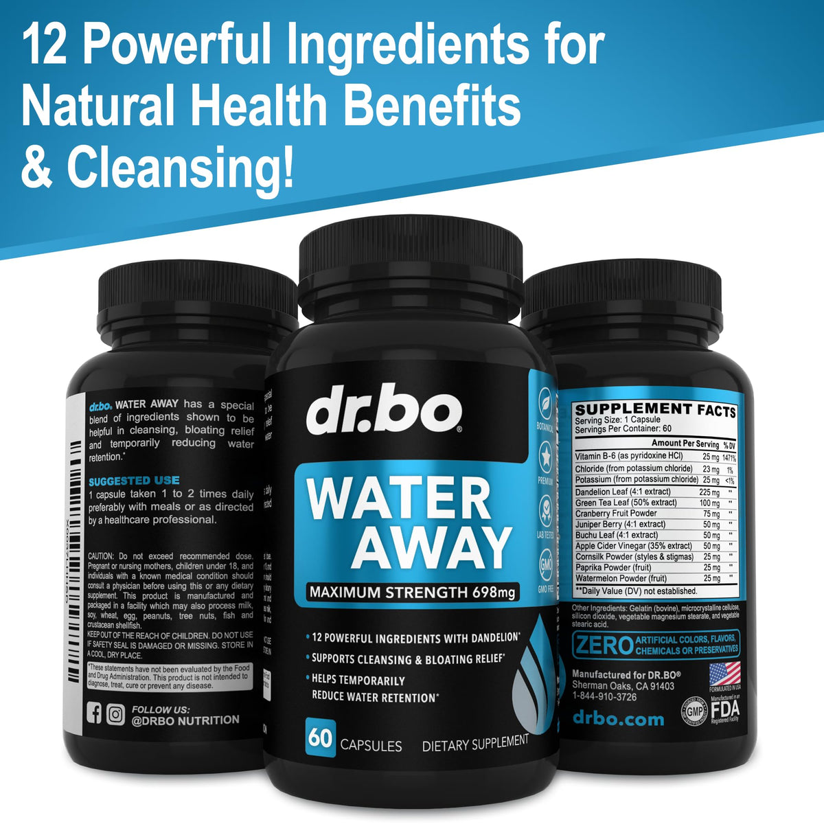 DR. BO Water Pills Diuretic Supplement - 60 Capsules - image 8