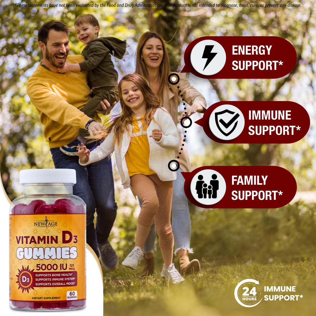 NEW AGE Vitamin D3 5000 IU Gummies Immune Support - 120 Gummies - image 3