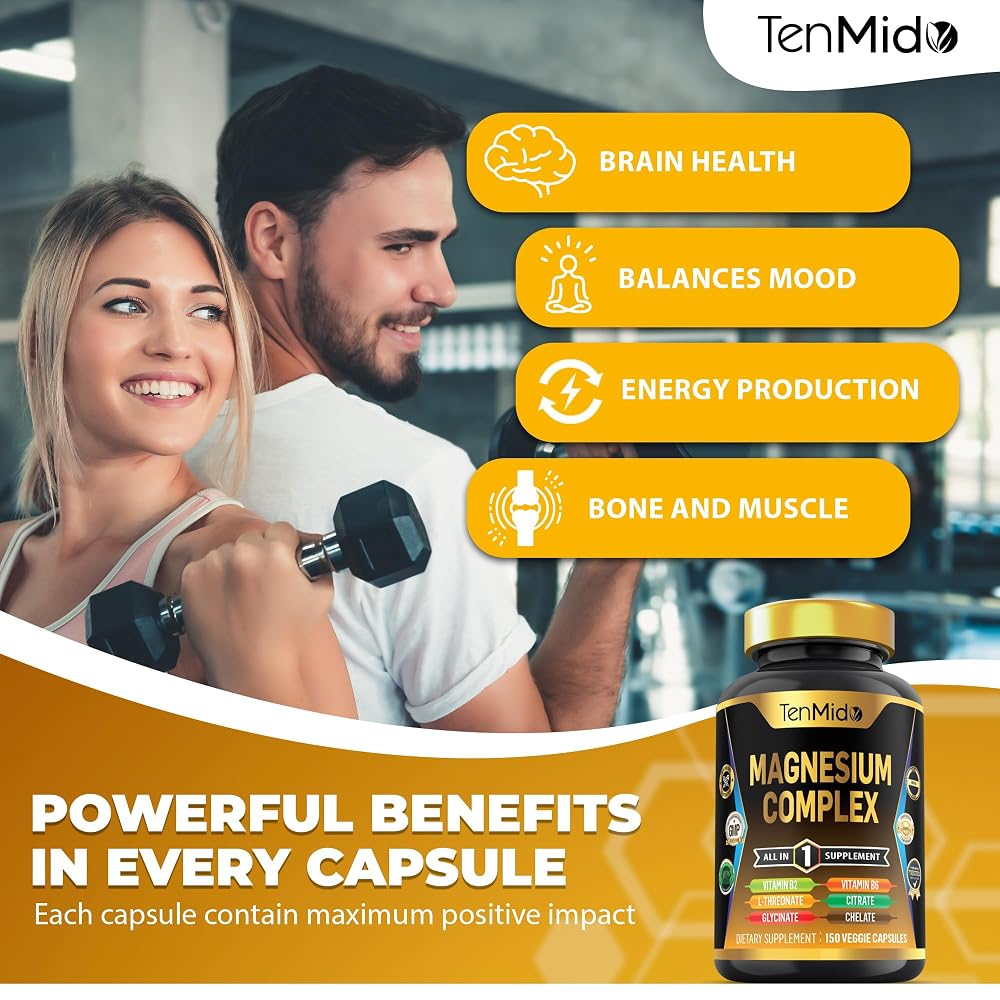 Tenmido Magnesium Complex 10 Forms - 150 Vegetarian Capsules - image 5