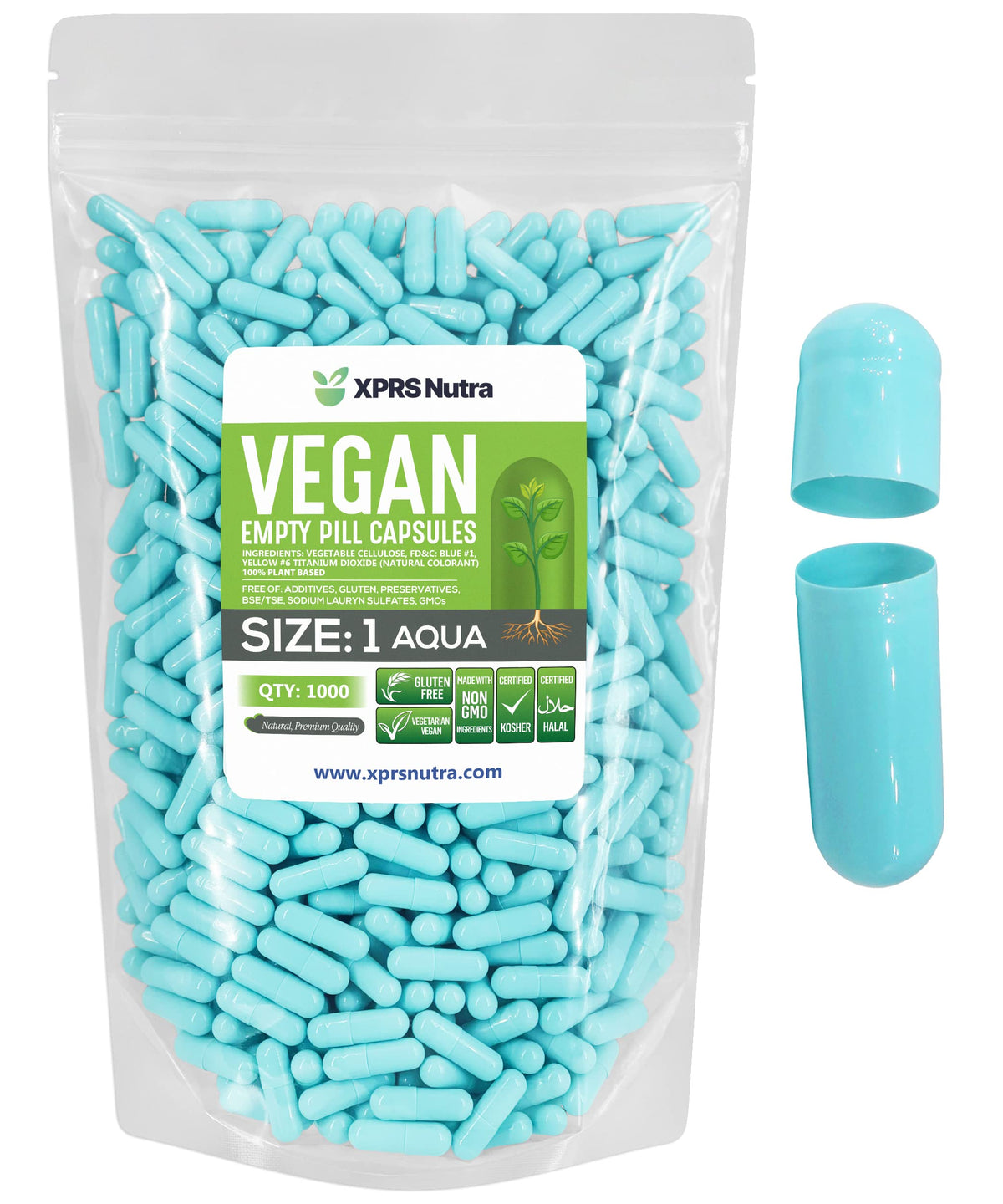 XPRS Nutra Size 1 Empty Vegetarian Capsules - 1000 Count