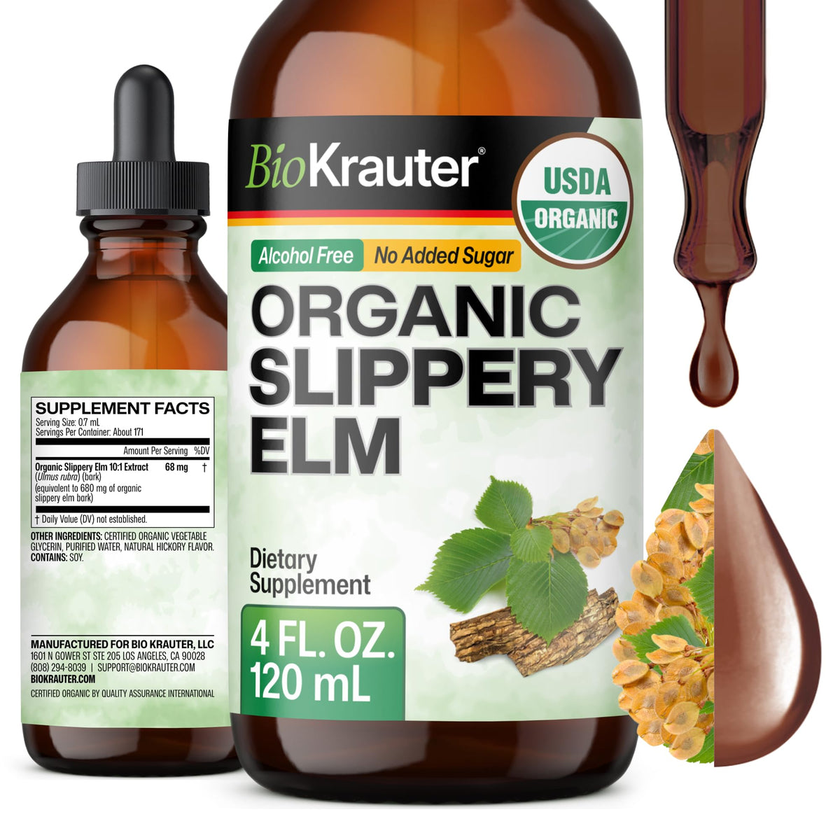 BIO KRAUTER Slippery Elm Digestive Support Liquid Extract - 4 Fl Oz