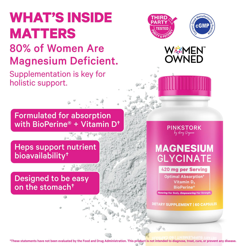 Pink Stork Magnesium Glycinate with Vitamin D3 - 60 Capsules - image 2