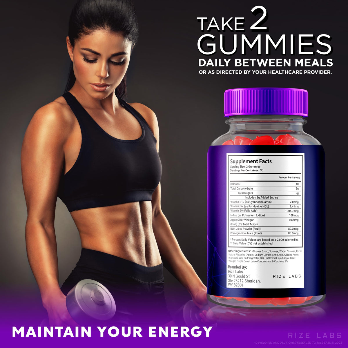 rize labs Royal Keto ACV Gummies Apple Cider Vinegar - 60 Gummies - image 6