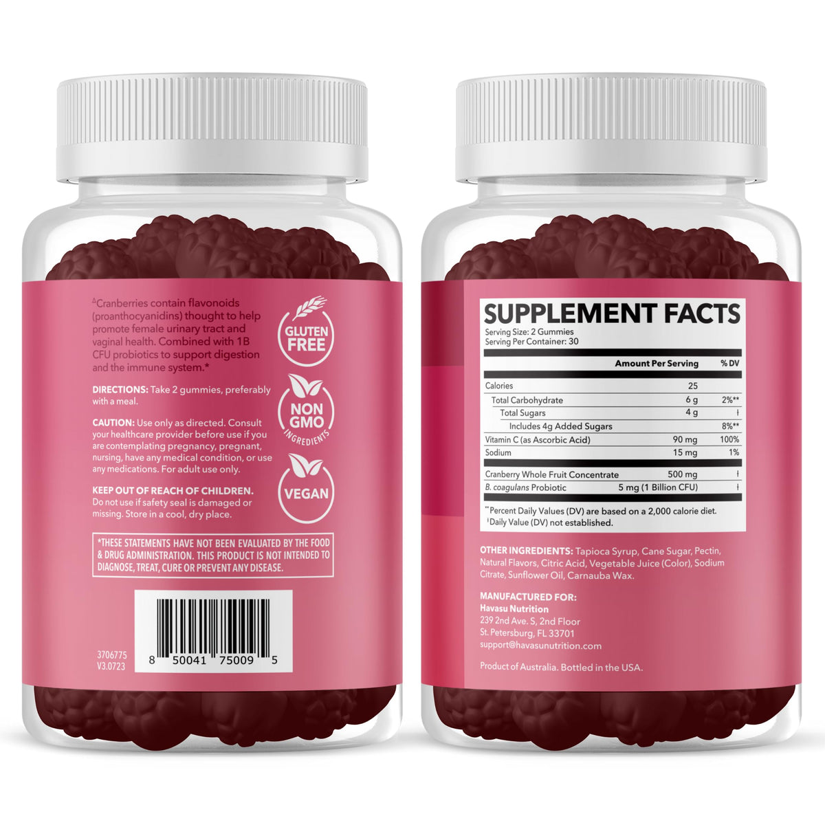 Havasu Nutrition Cranberry Probiotic Gummies Bladder Support - 60 Gummies - image 10