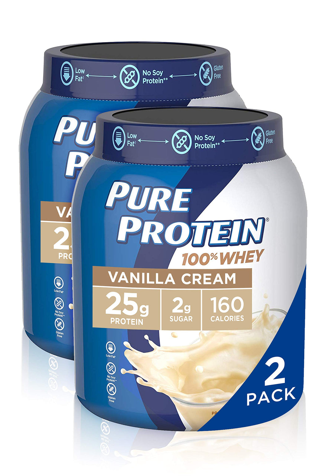 Pure Protein Whey Protein Powder Vanilla Cream Gluten Free - 2 Pack