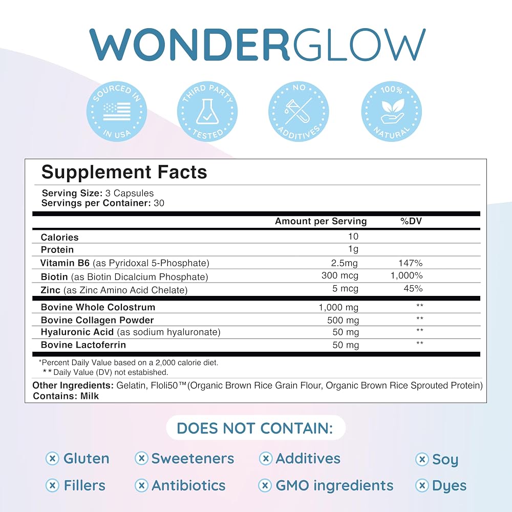 WONDERCOW Hair Skin and Nails Vitamins with Collagen - 90 Capsules - image 2