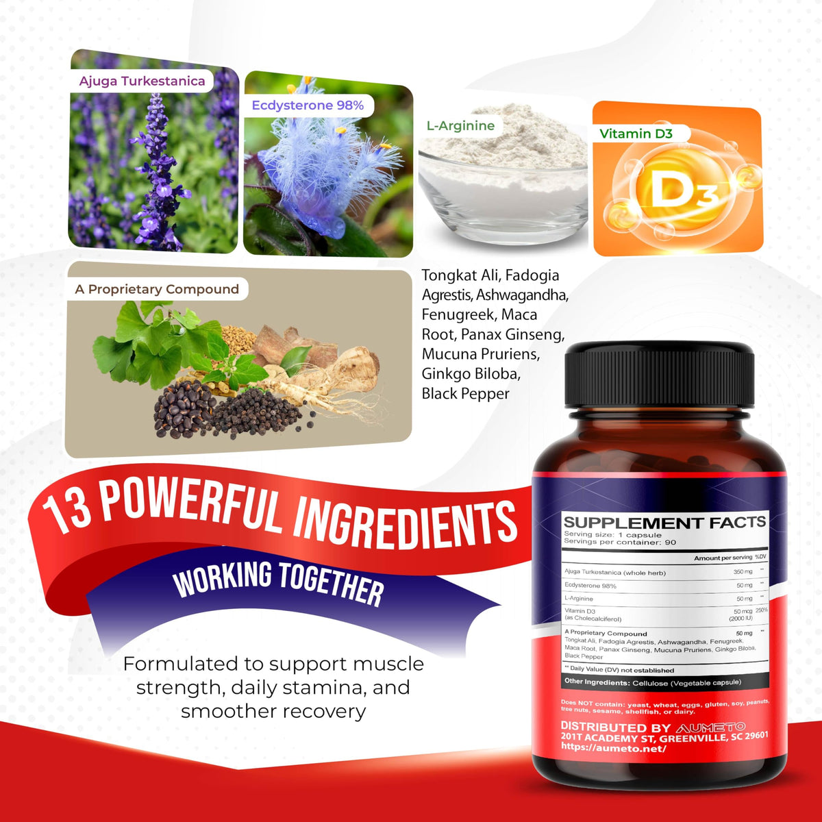 AUMETO Turkesterone 13-in-1 with Ecdysterone & L-Arginine - 90 Capsules - image 3