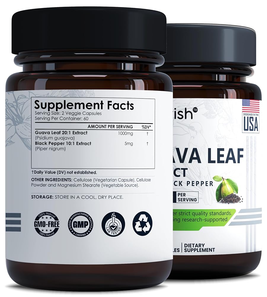 Ayorish Guava Leaf Extract 1000mg Capsules - 120 Count - image 2