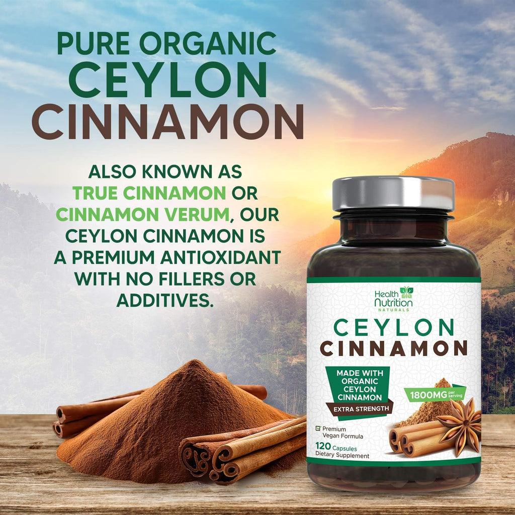 Health Nutrition Naturals Ceylon Cinnamon Capsules - 100% Extra