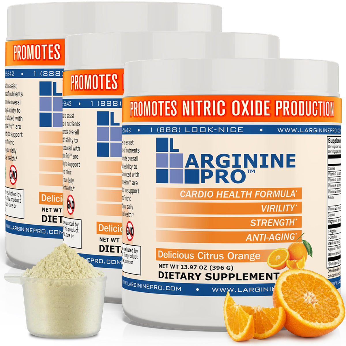 L-Arginine PRO Powder Drink Mix 5,500mg - 3 Jars