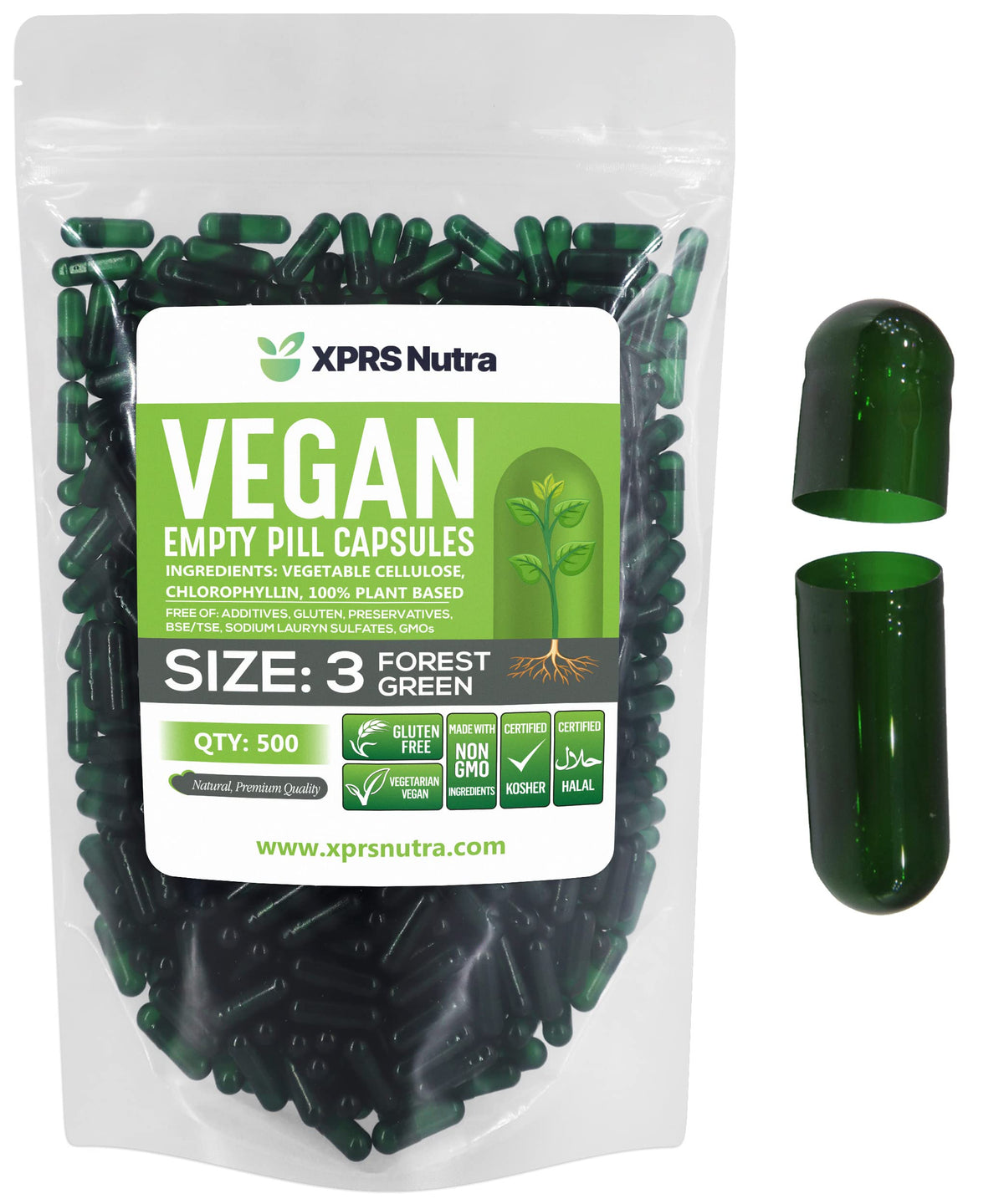 XPRS Nutra Size 3 Empty Vegetarian Capsules - 500 Count