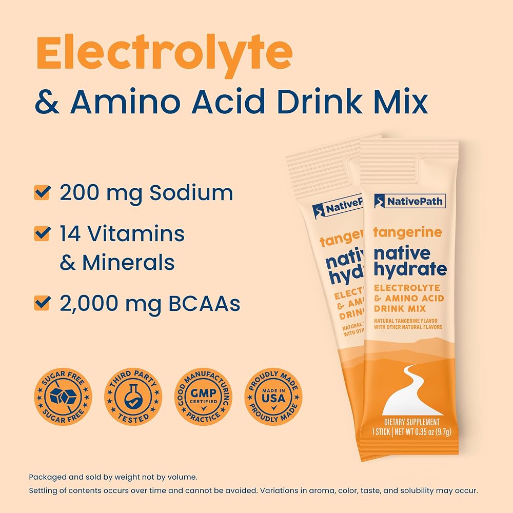 NativePath Hydrate Electrolyte Stick Packs Tangerine - 30 Count - image 2