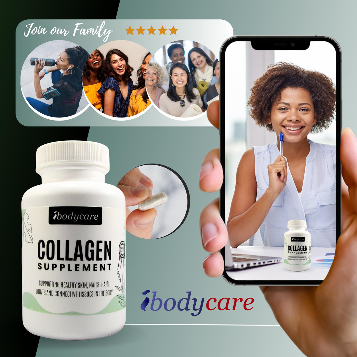 ibodycare Collagen Type 1 & 3 with Vitamin C - 90 Capsules - image 7