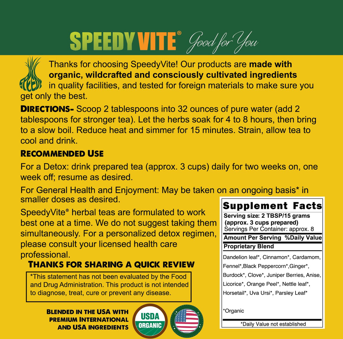 SpeedyVite Liver Detox Tea USDA Organic - 4 oz - image 2