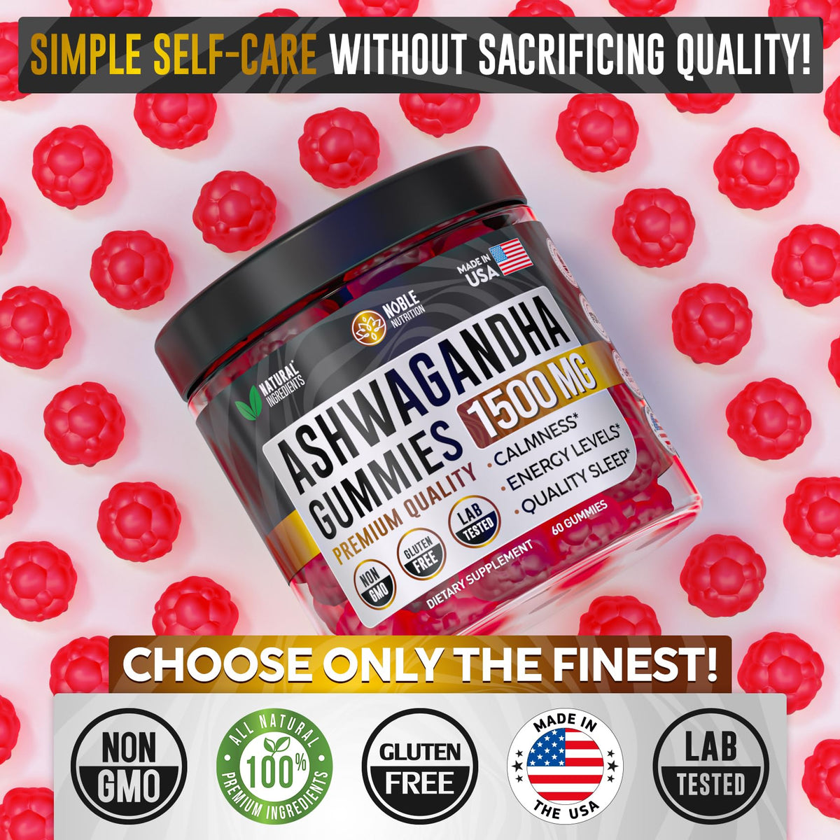 NOBLE NUTRITION Ashwagandha Gummies - Sugar Free & Vegan Ashwagandha