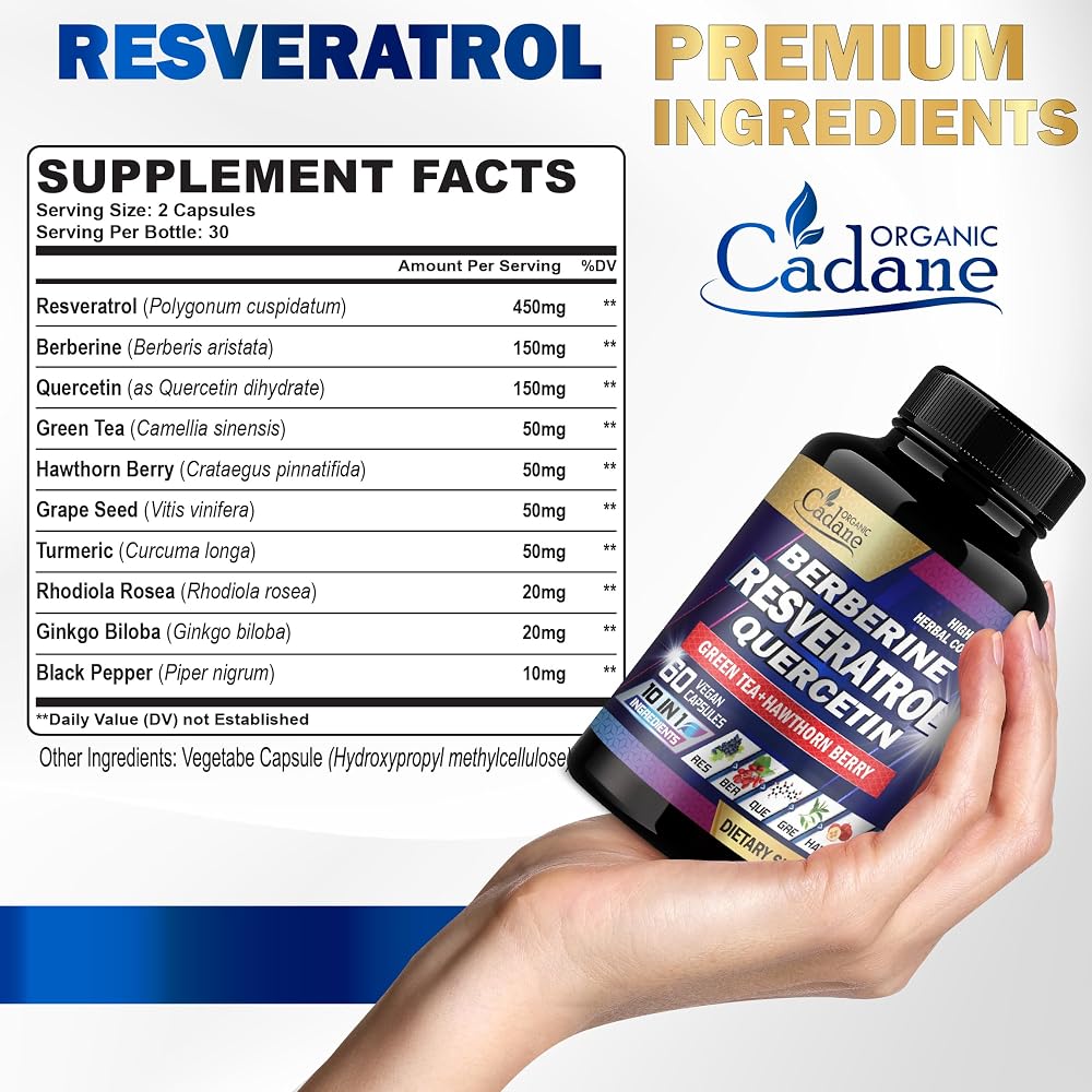 Organic Cadane Resveratrol Supplement 10-in-1 - 60 Capsules - image 3