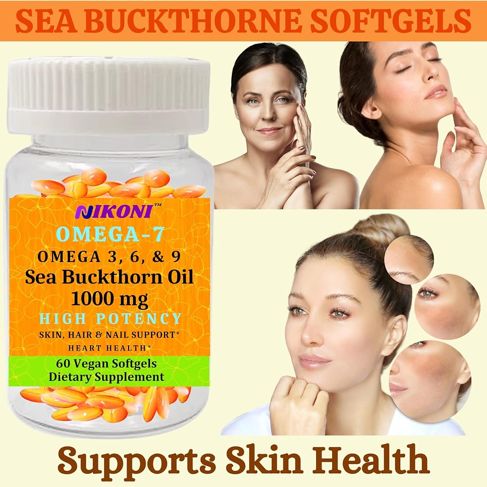 Nikoni Organic Vegan Sea Buckthorn Oil with Omega-7 for Healthy Skin