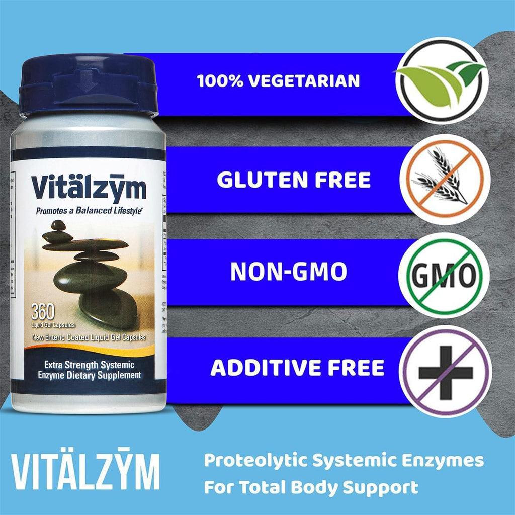 VITÄLZYM Vitalzym Systemic Enzymes 360 Serrapeptase Blend - 360 Softgels - image 3