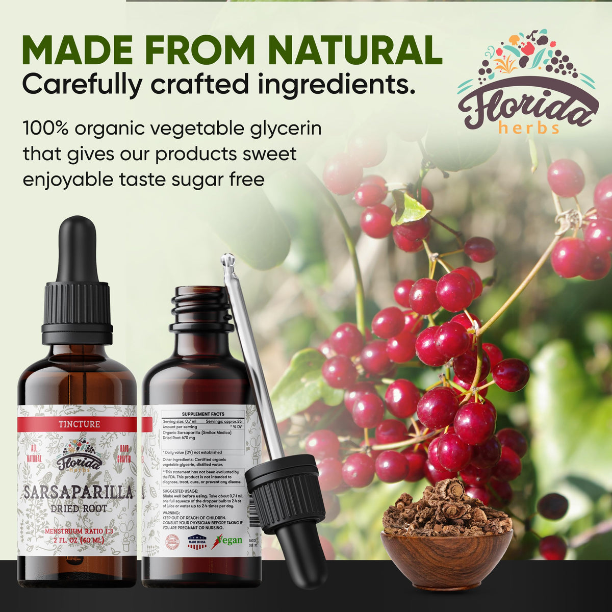 Florida Herbs Sarsaparilla Tincture Organic Extract - 2 oz - image 3