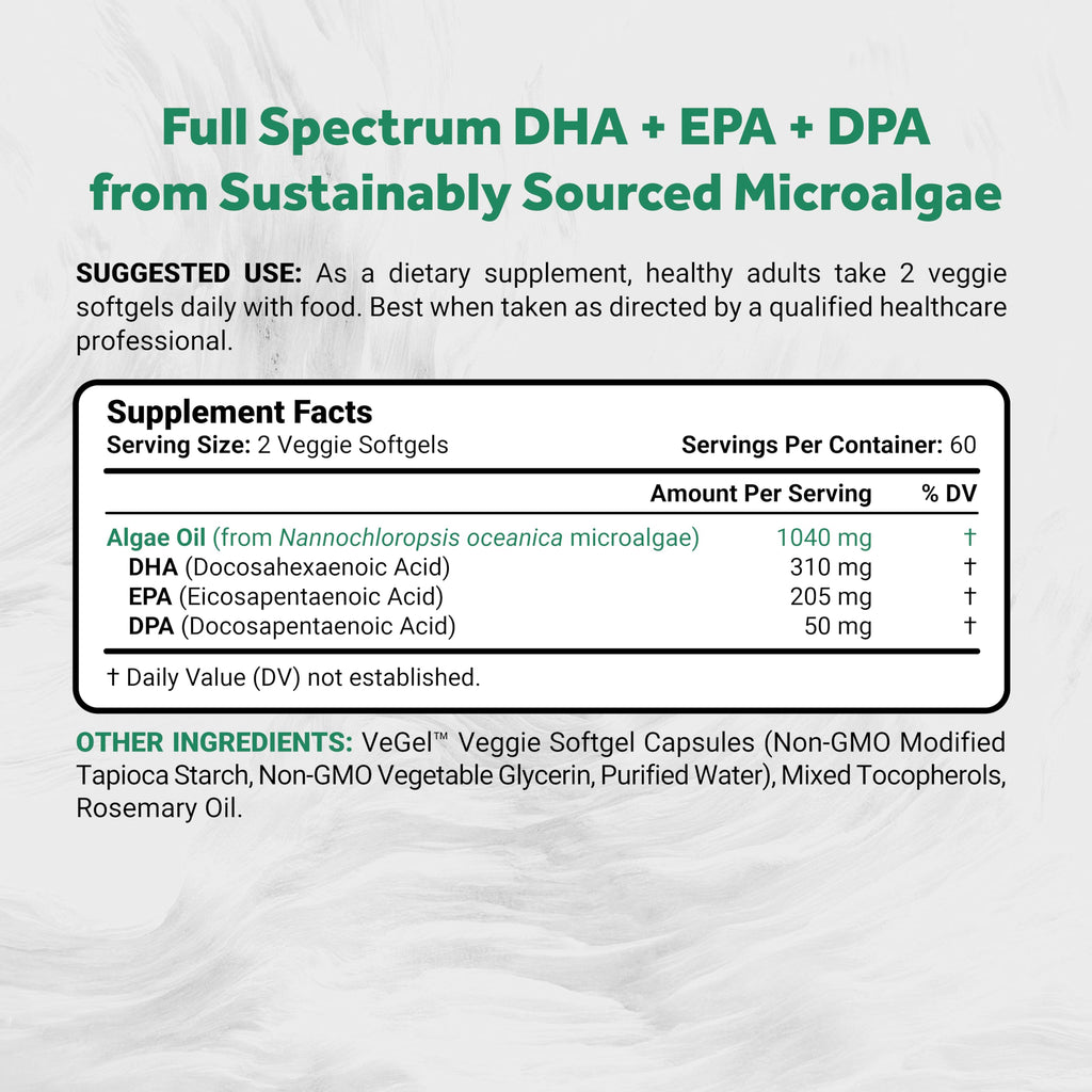 Naturalis Vegan Omega 3 Full Spectrum DHA, EPA & DPA from Algae Oil