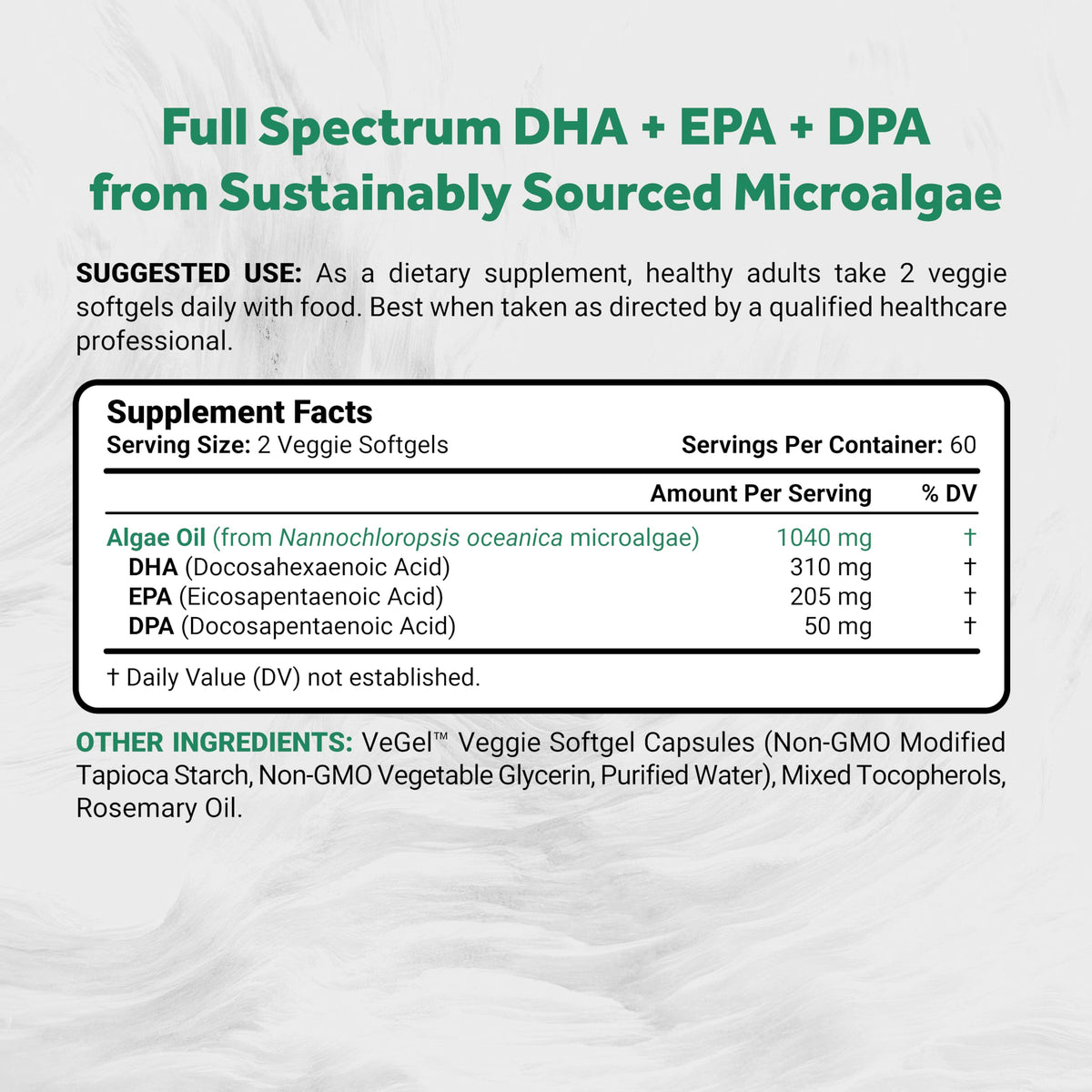 Naturalis Vegan Omega 3 Full Spectrum DHA, EPA & DPA from Algae Oil