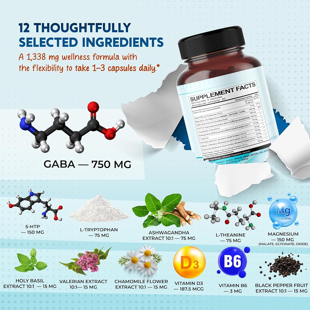 PeakPury GABA Complex 1,338 mg with L-Theanine - 150 Capsules - image 4