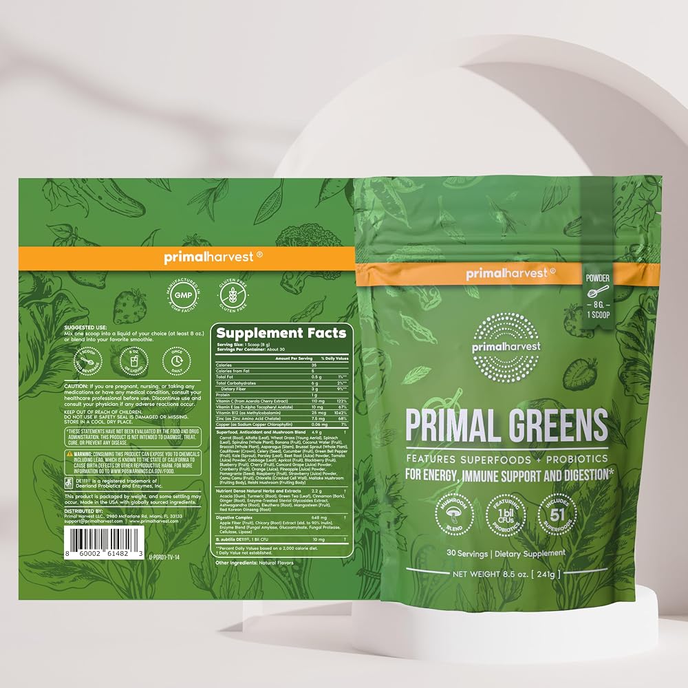 Primal Harvest Greens Daily Supplement Powder - 30 Servings - image 5