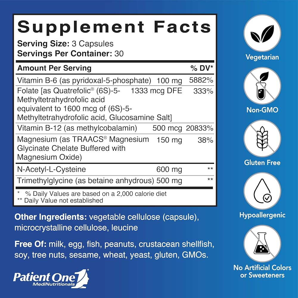 Patient One Homocysteine Cardioplex Methylated B Vitamins - 90 Capsules - image 2
