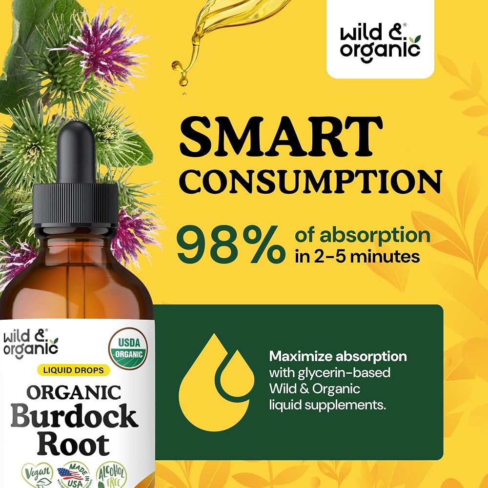 Wild & Organic Organic Burdock Root Tincture - Burdock Root Liquid