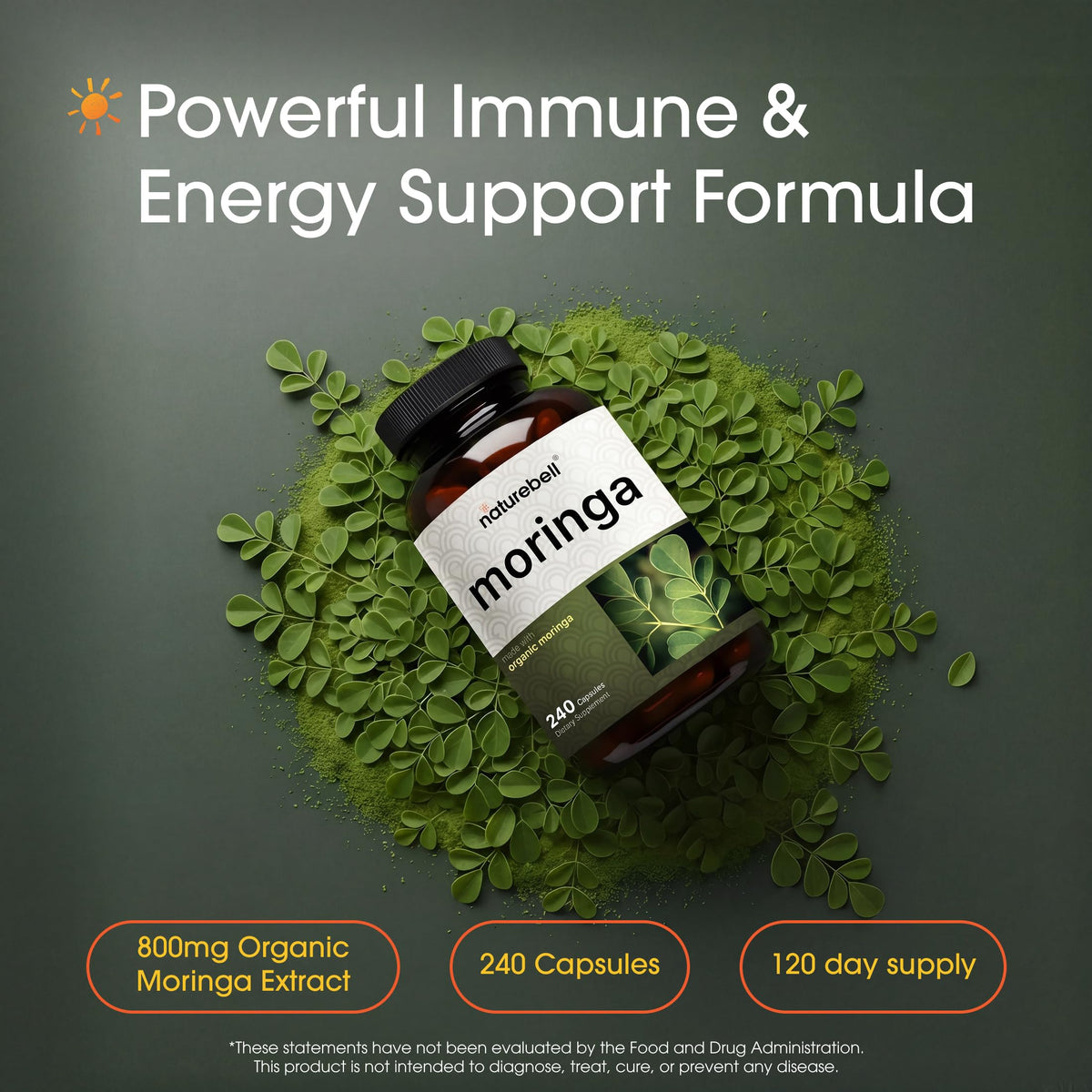 NatureBell Moringa 800mg - 240 Capsules - image 2