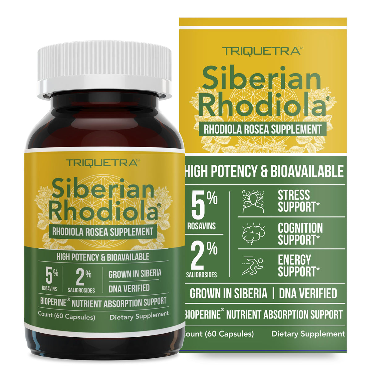 Triquetra Health Max Strength Siberian Rhodiola Rosea 5% Rosavins - 60 Capsules
