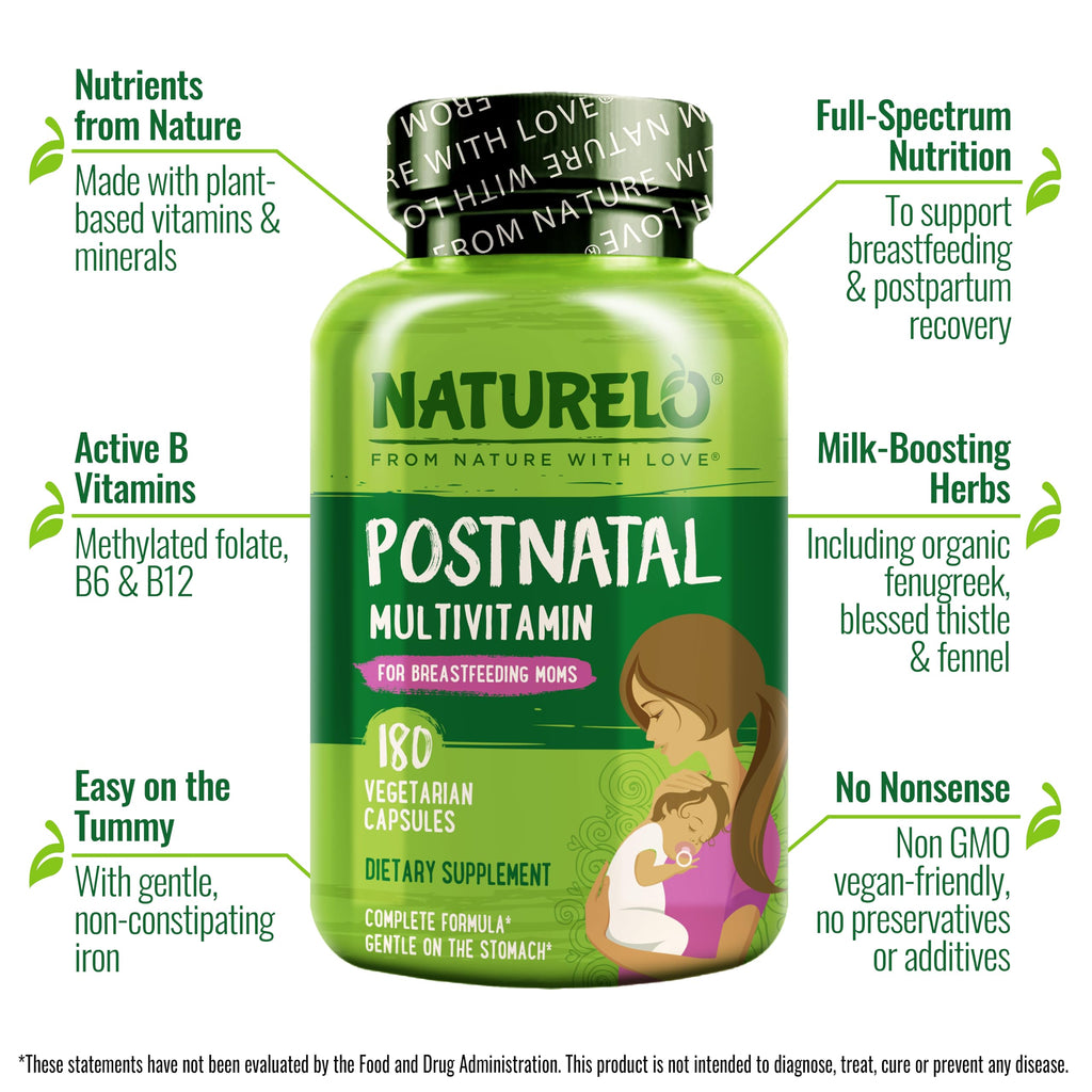 NATURELO Postnatal Multivitamin - 180 Capsules - image 4