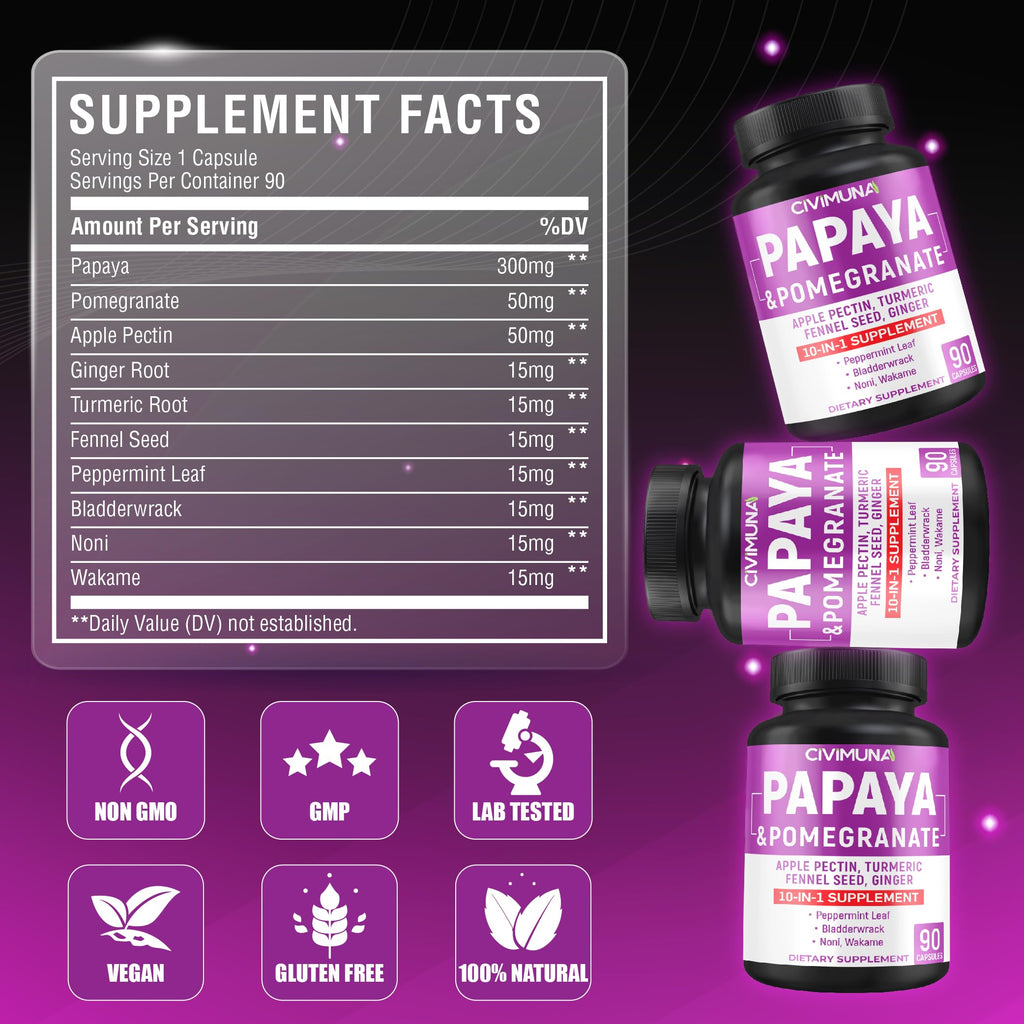 CIVIMUNA Papaya Capsules Herbal Supplement - 90 Capsules - image 3