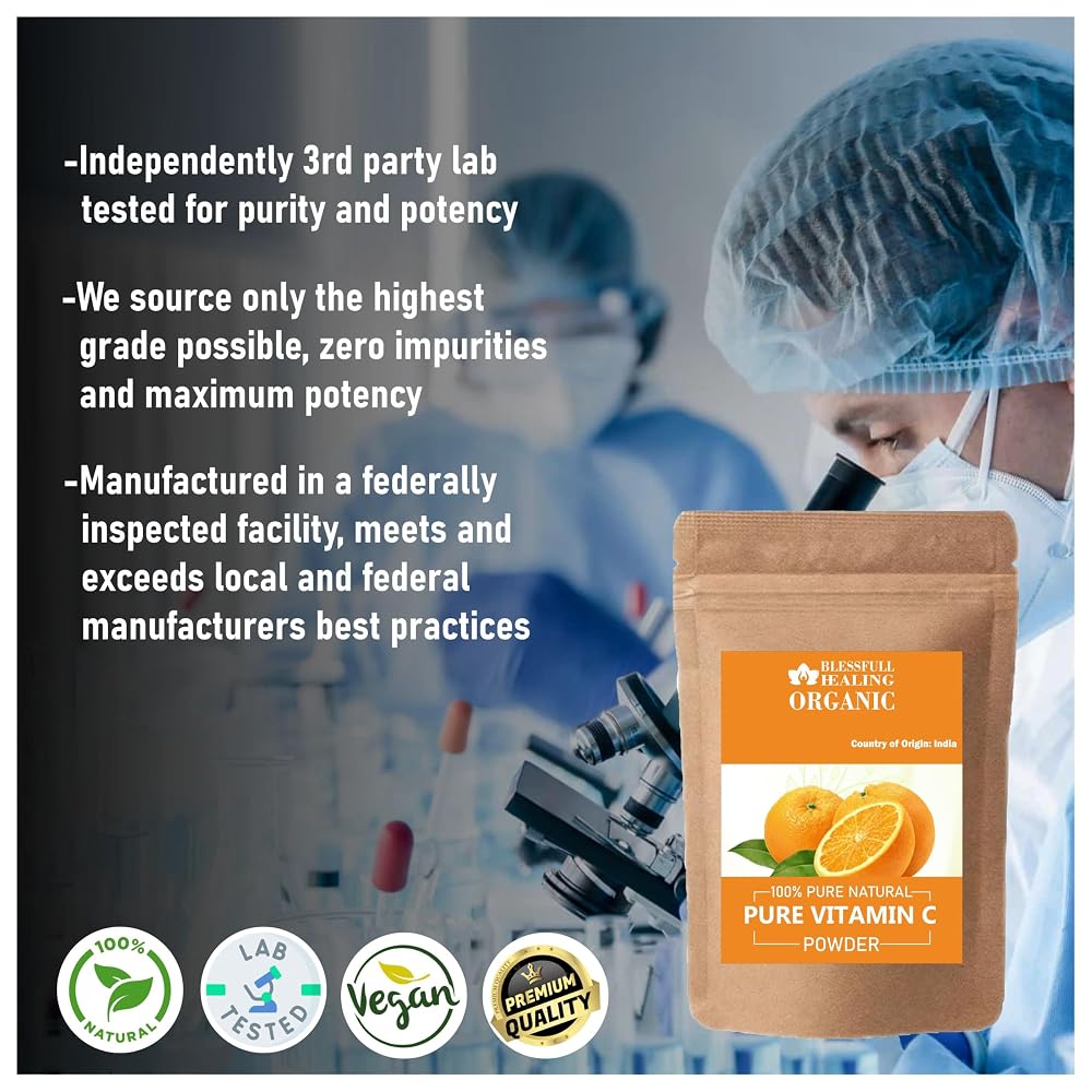 Blessfull Healing Organic Pure Vitamin C Powder 100% Pure Natural 200
