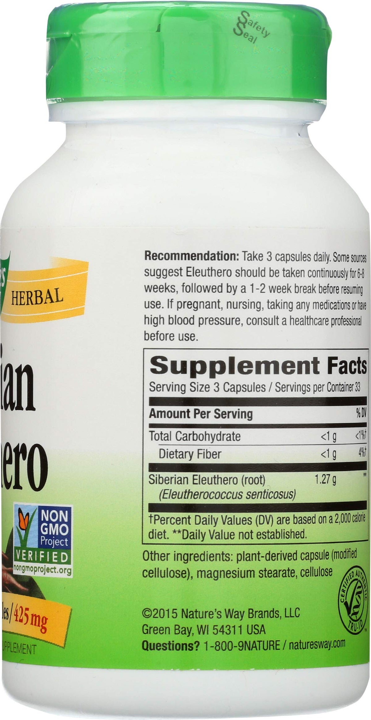 Nature's Way Siberian Eleuthero Root - 100 Vegetarian Capsules - image 5