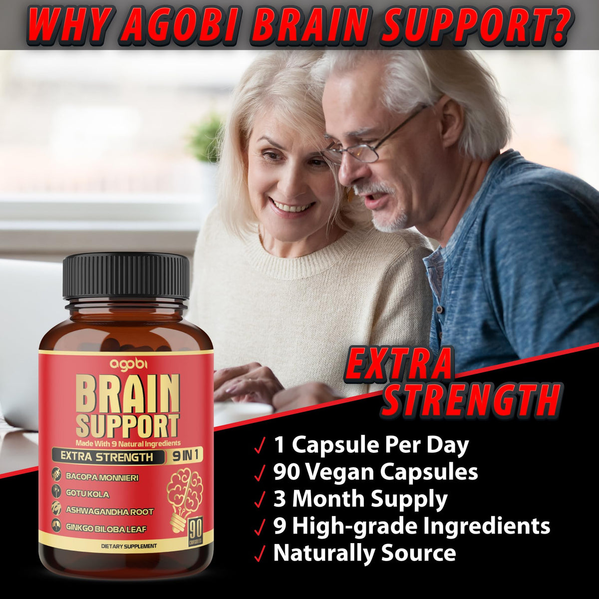 agobi 9in1 Brain Support Supplement - 90 Vegetarian Capsules - image 5