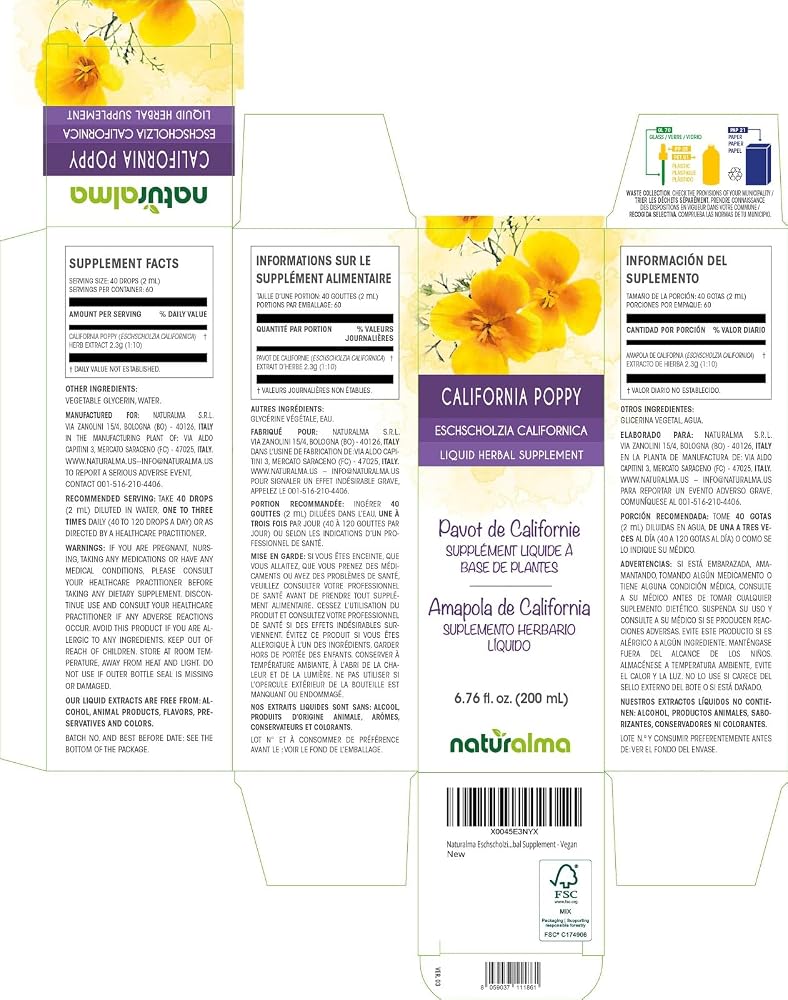 Naturalma Eschscholzia californica Herb Tincture - 6.76 fl oz - image 2
