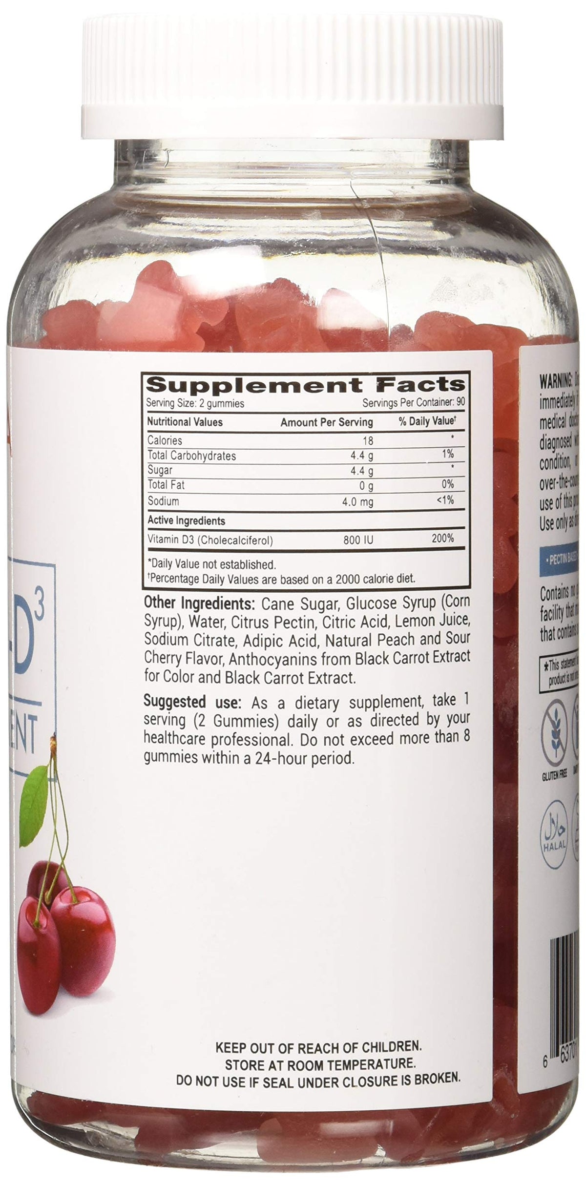 Lutrovita Vitamin D3 Mix Gummy Peach & Sour Cherry - 180 Count - image 4
