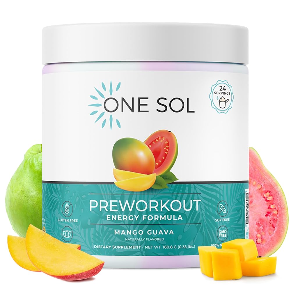 One Sol Women's Pre-Workout Powder for Energy, Mango Guava - 20 Servings