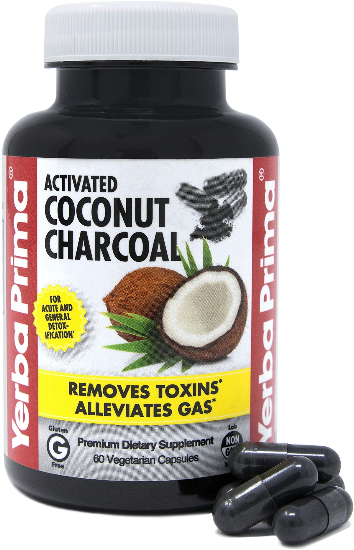 Yerba Prima Activated Coconut Charcoal - 60 Vegetarian Capsules