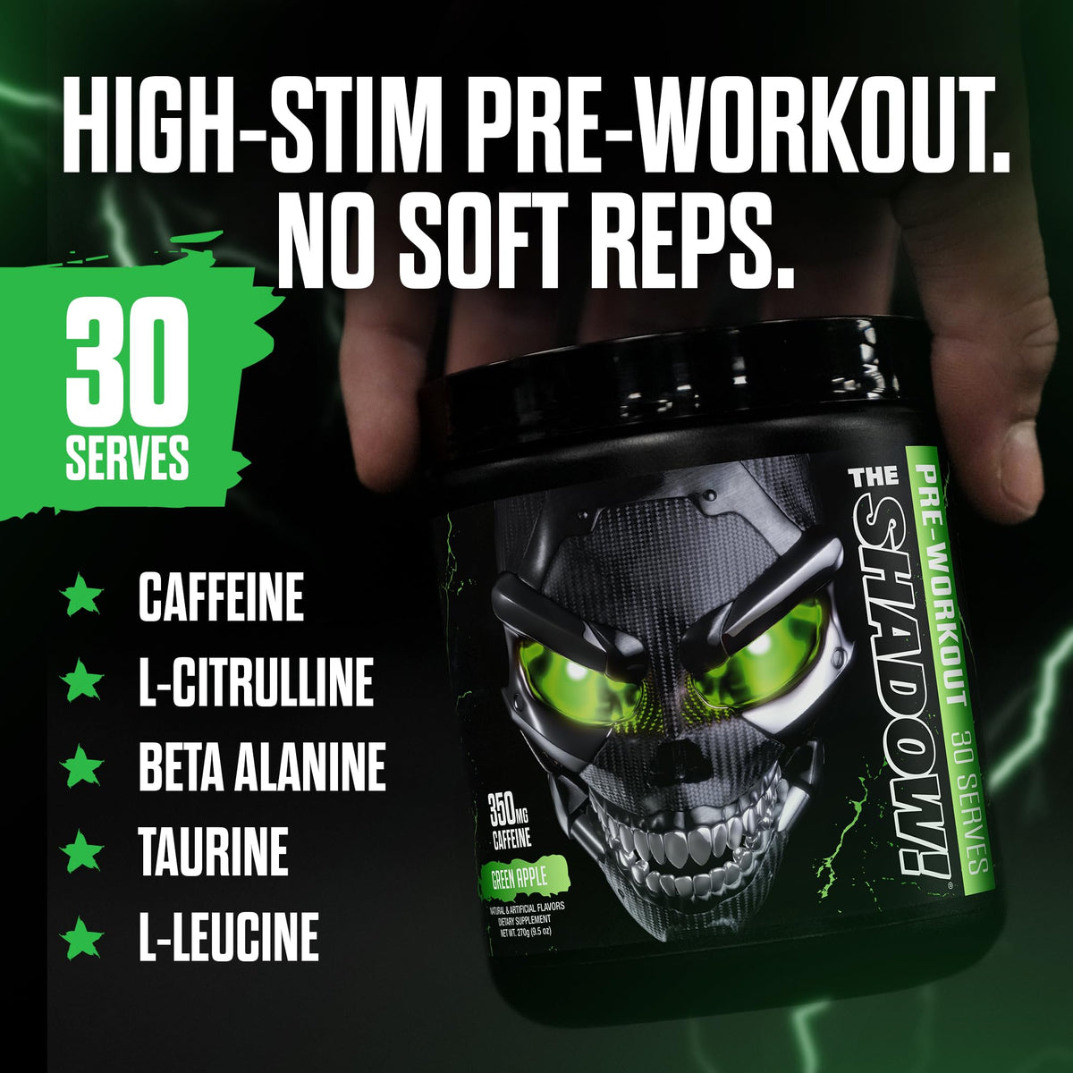 JNX SPORTS The Shadow! Strong Pre Workout, High Stim, 30 Servings