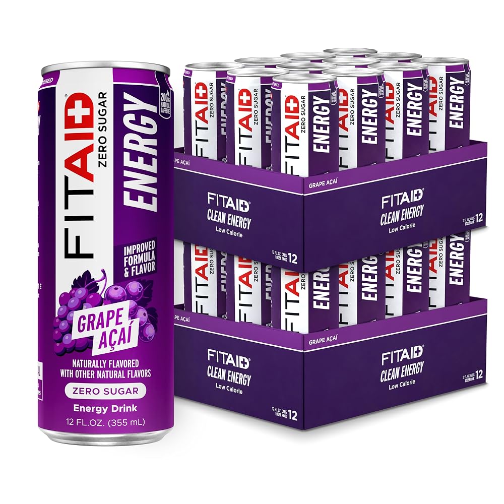 LIFEAID FITAID Energy Zero Sugar Grape Acai 200mg - 24 Pack