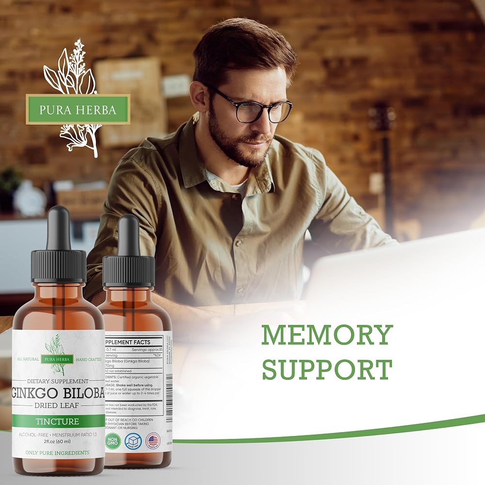 Pura Herba Ginkgo Biloba Extract Liquid for Brain Function - 2 Fl Oz - image 2