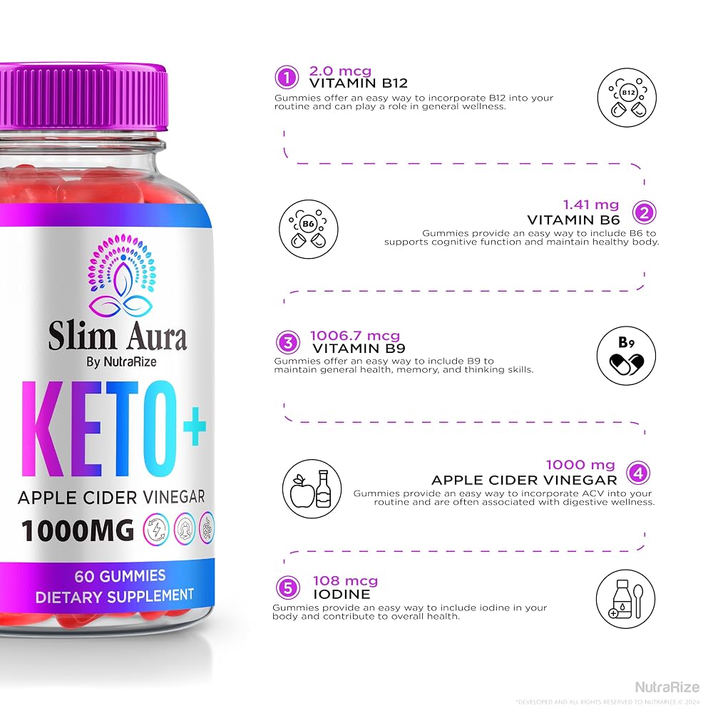 NutraRize Slim Aura Keto ACV Gummies - 300 Count (5 Pack) - image 7