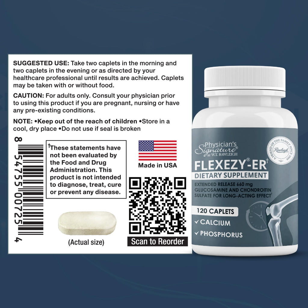Rawleigh Flexezy-ER Glucosamine Chondroitin 24-Hour - 120 Caplets - image 7