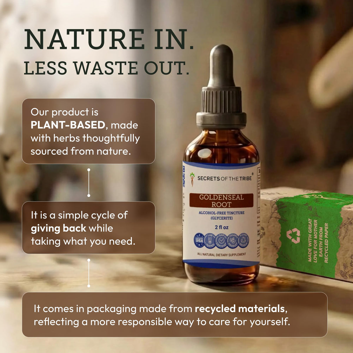 Secrets of the Tribe Goldenseal Root Tincture Alcohol-Free Extract