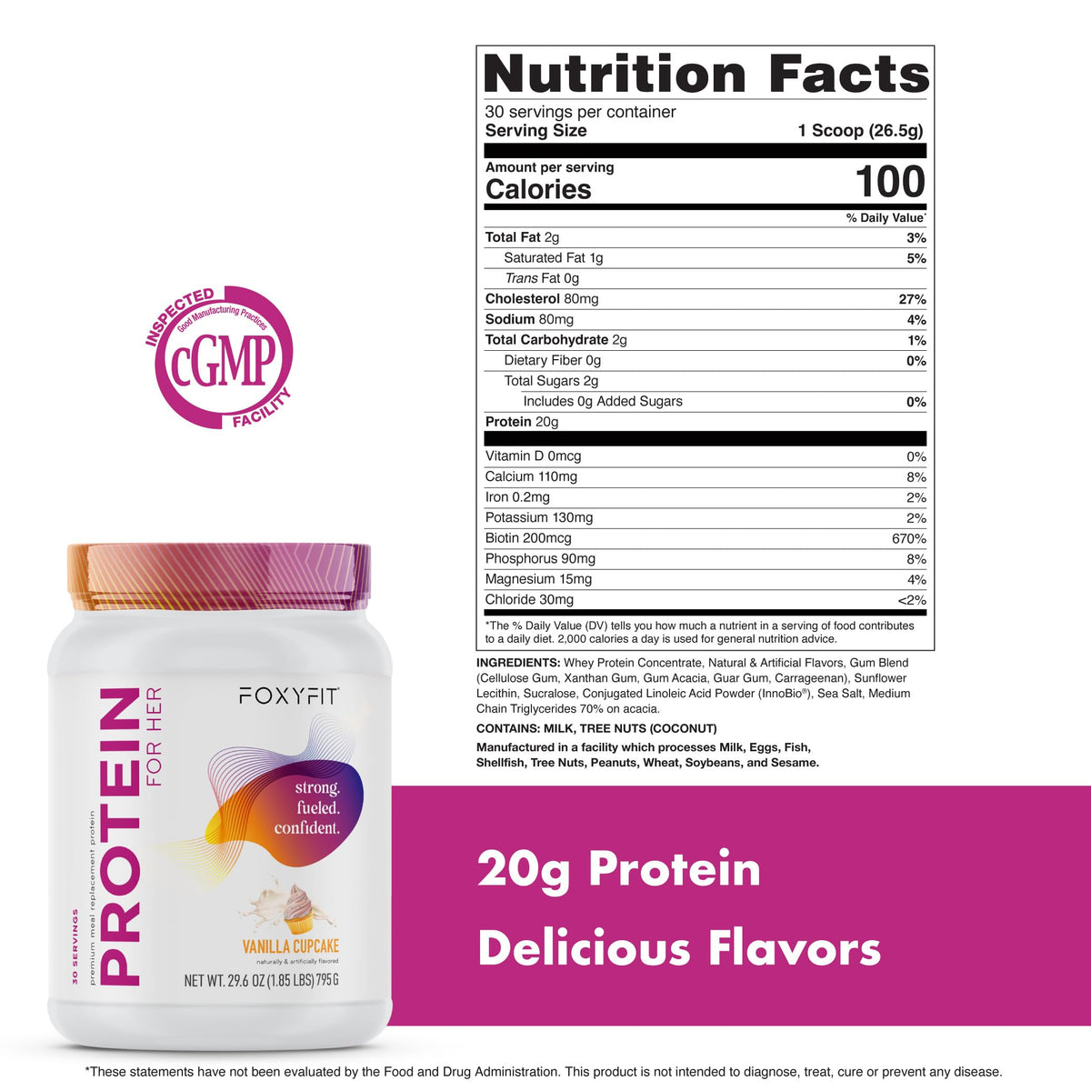 FoxyFit Protein for Her Whey Protein Powder with CLA and Biotin