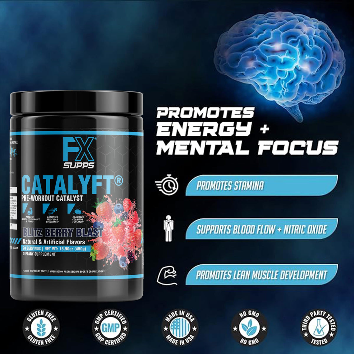 FXSUPPS Catalyft Pre-Workout Powder Energy & Focus - 20 Servings - image 5