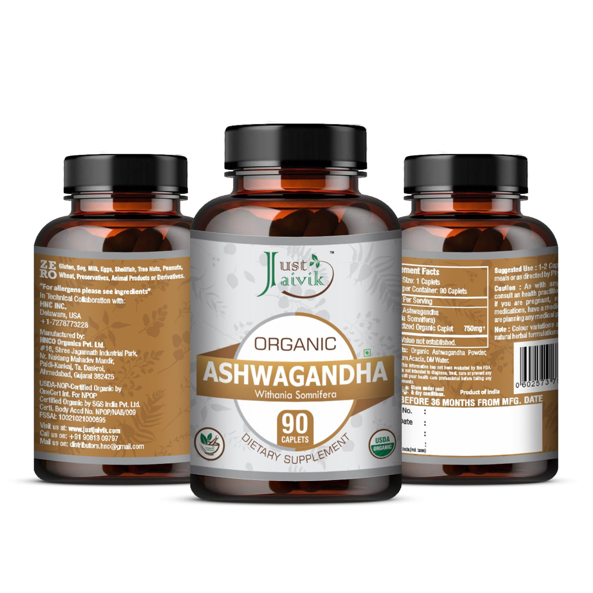 Just Jaivik Organic Ashwagandha Tablets 750 mg - 90 Tablets - image 2