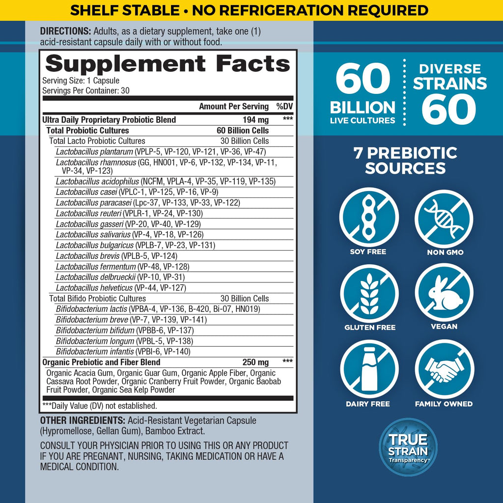 Vital Planet Vital Flora Ultra Daily Probiotic 60 Billion CFU - 30 Capsules - image 2